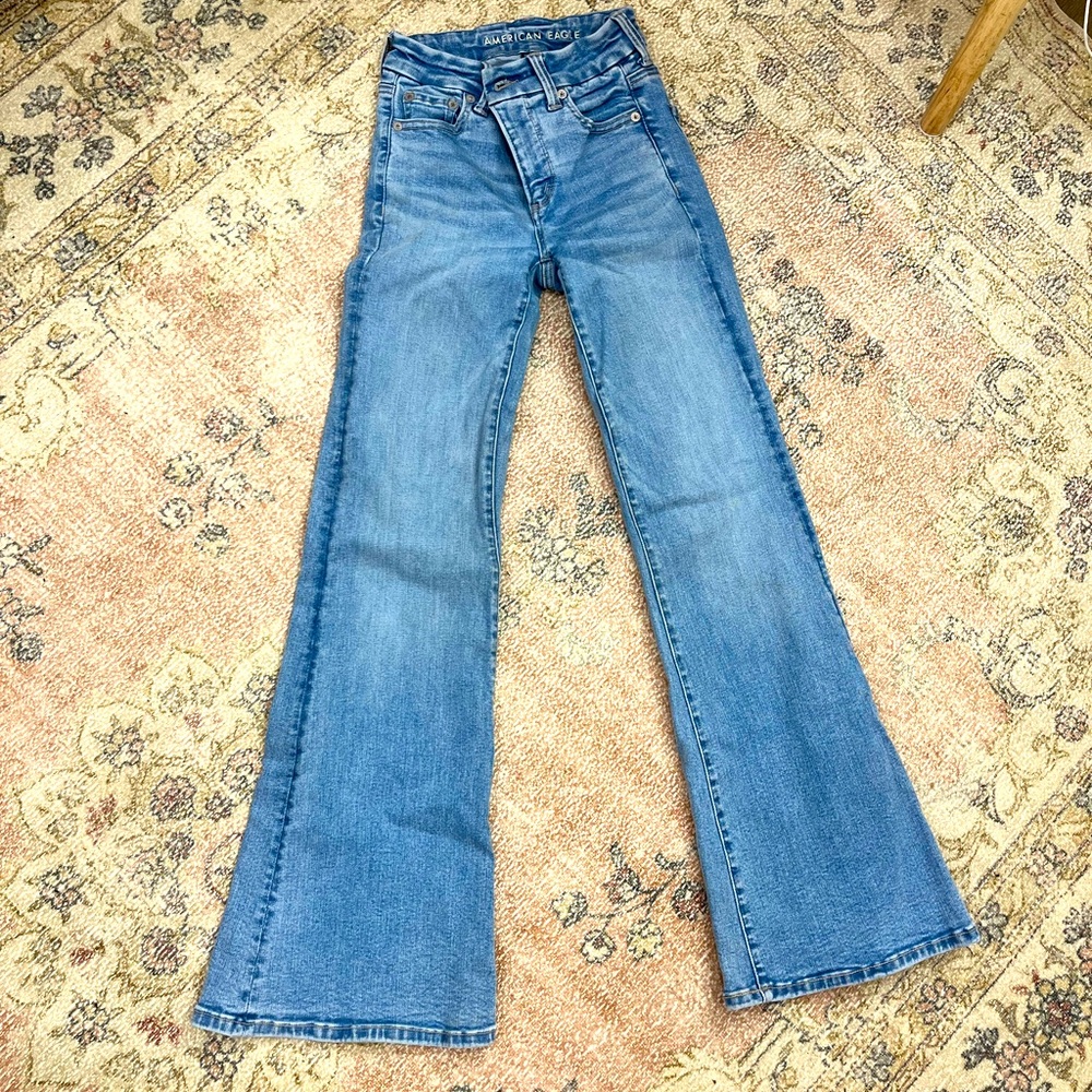 American Eagle medium wash flare jeans